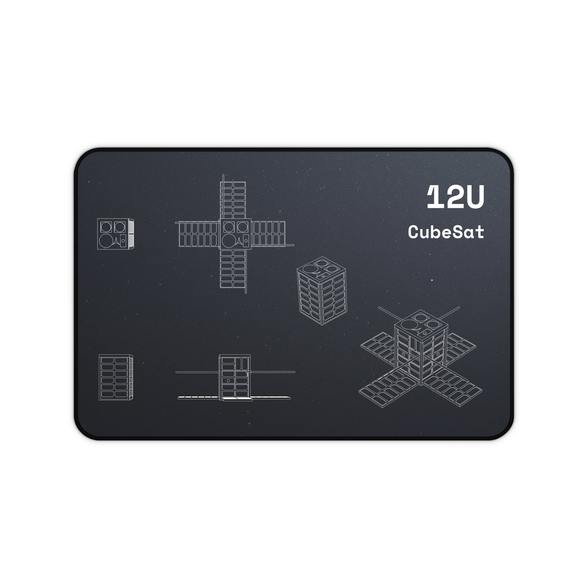12U CubeSat Black Blueprint Mouse Pad