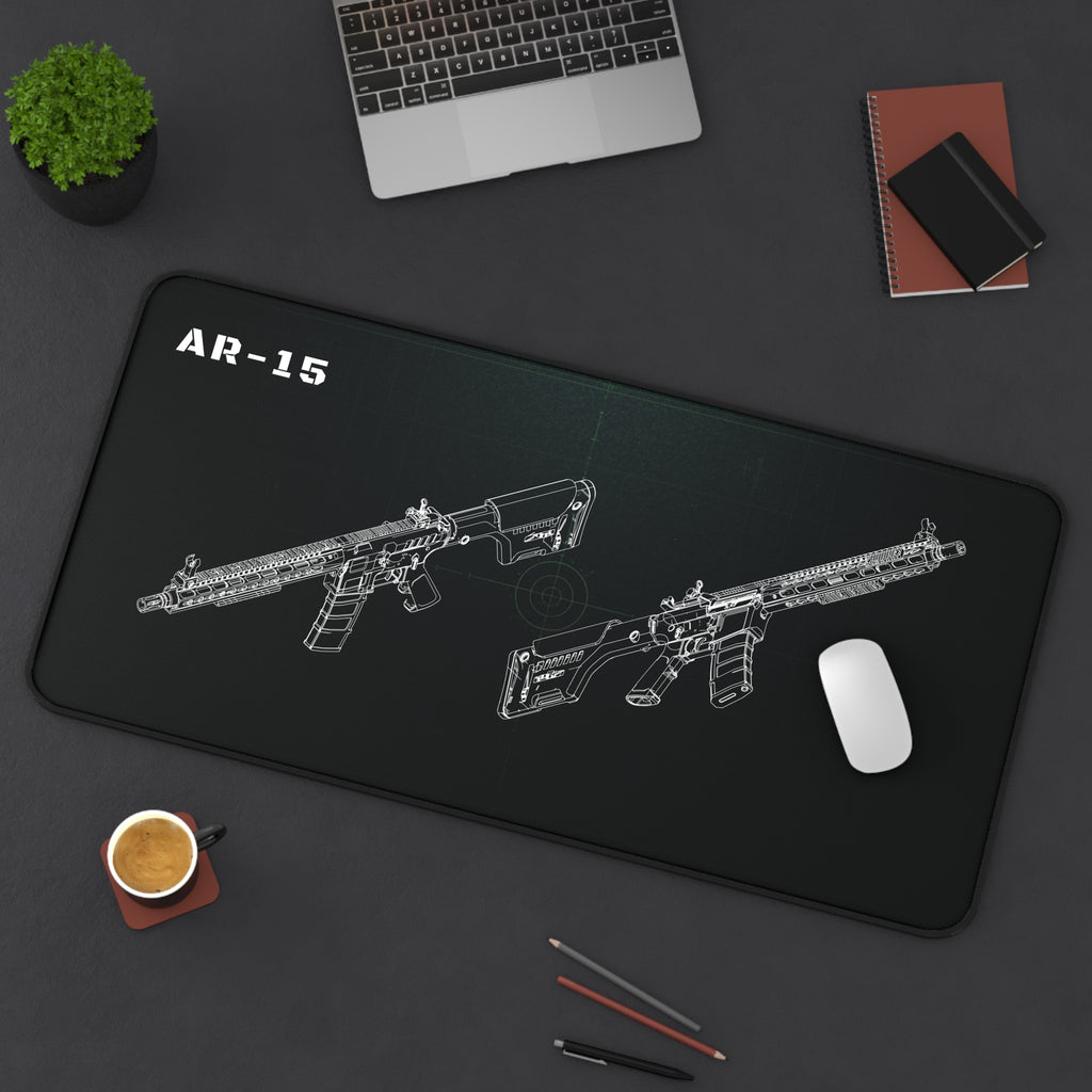 AR-15 Rifle Black Blueprint Mouse Pad / Desk Mat