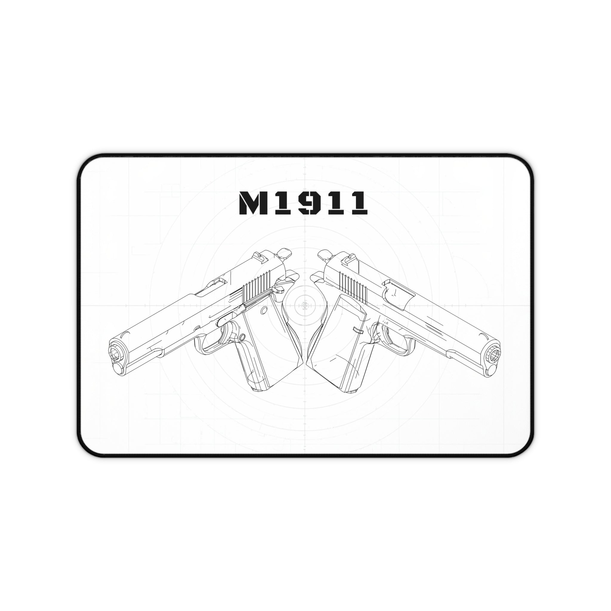 M1911 Pistol White Blueprint Mouse Pad / Desk Mat