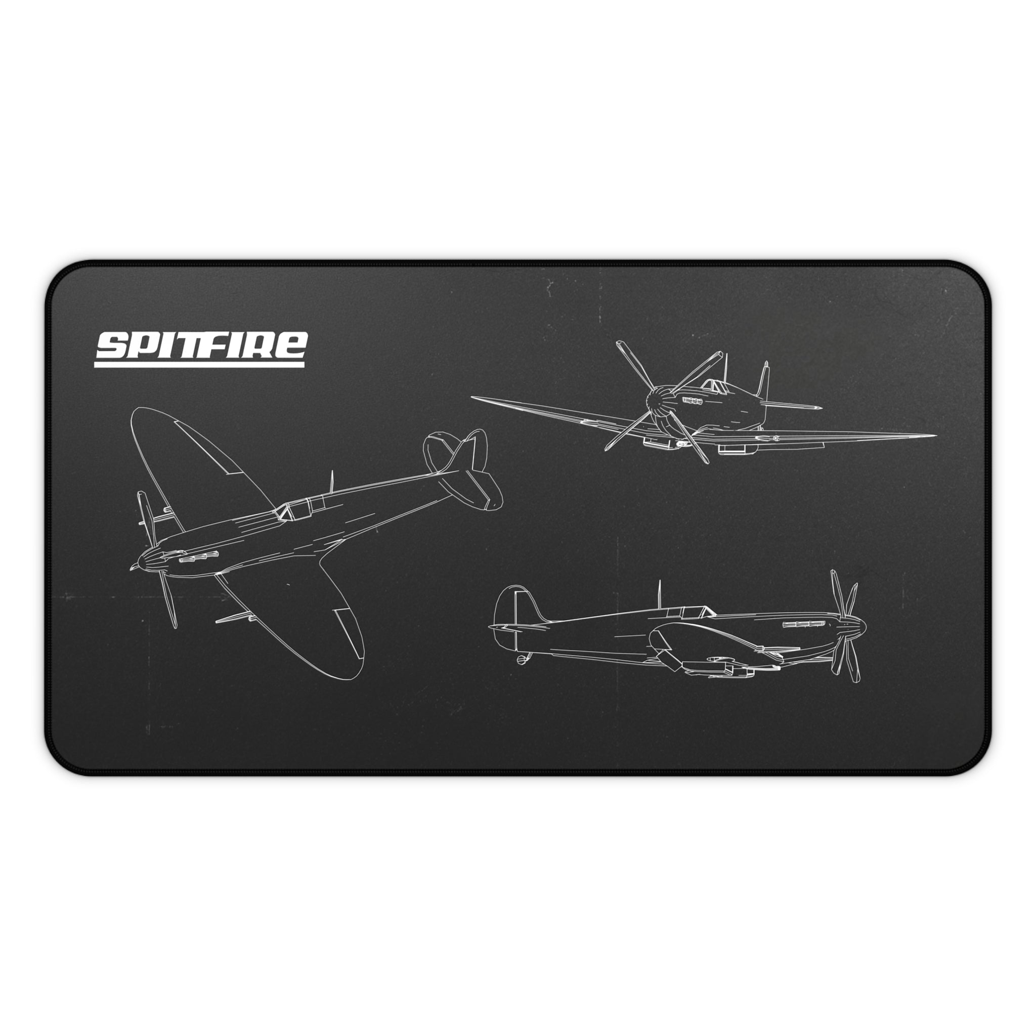 Spitfire Black Blueprint Mouse Pad / Desk Mat