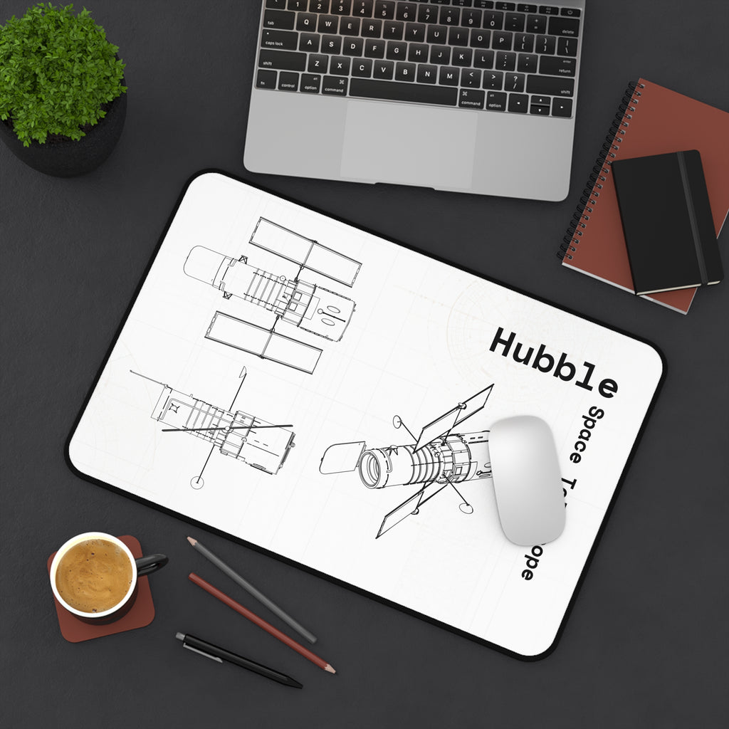 Hubble Space Telescope White Blueprint Mouse Pad