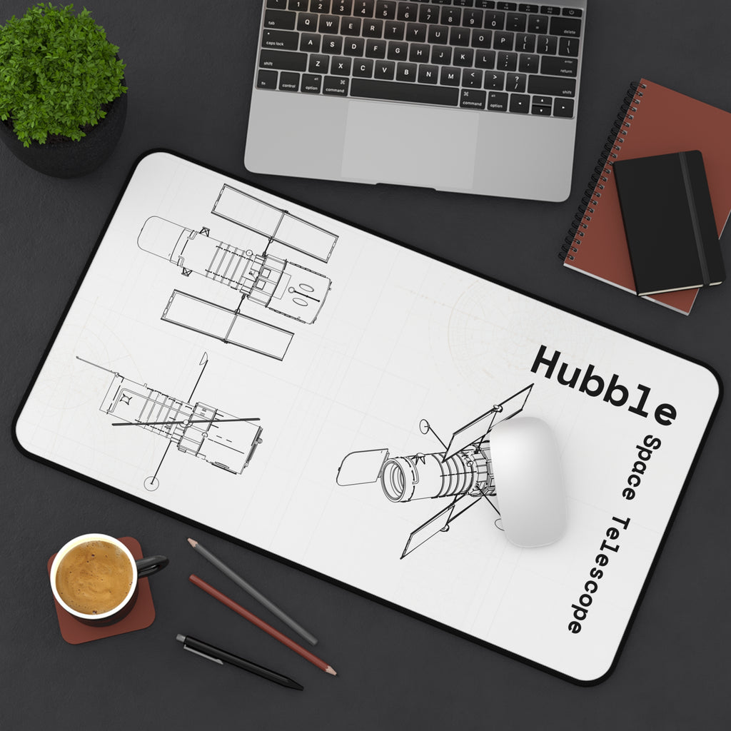 Hubble Space Telescope White Blueprint Mouse Pad
