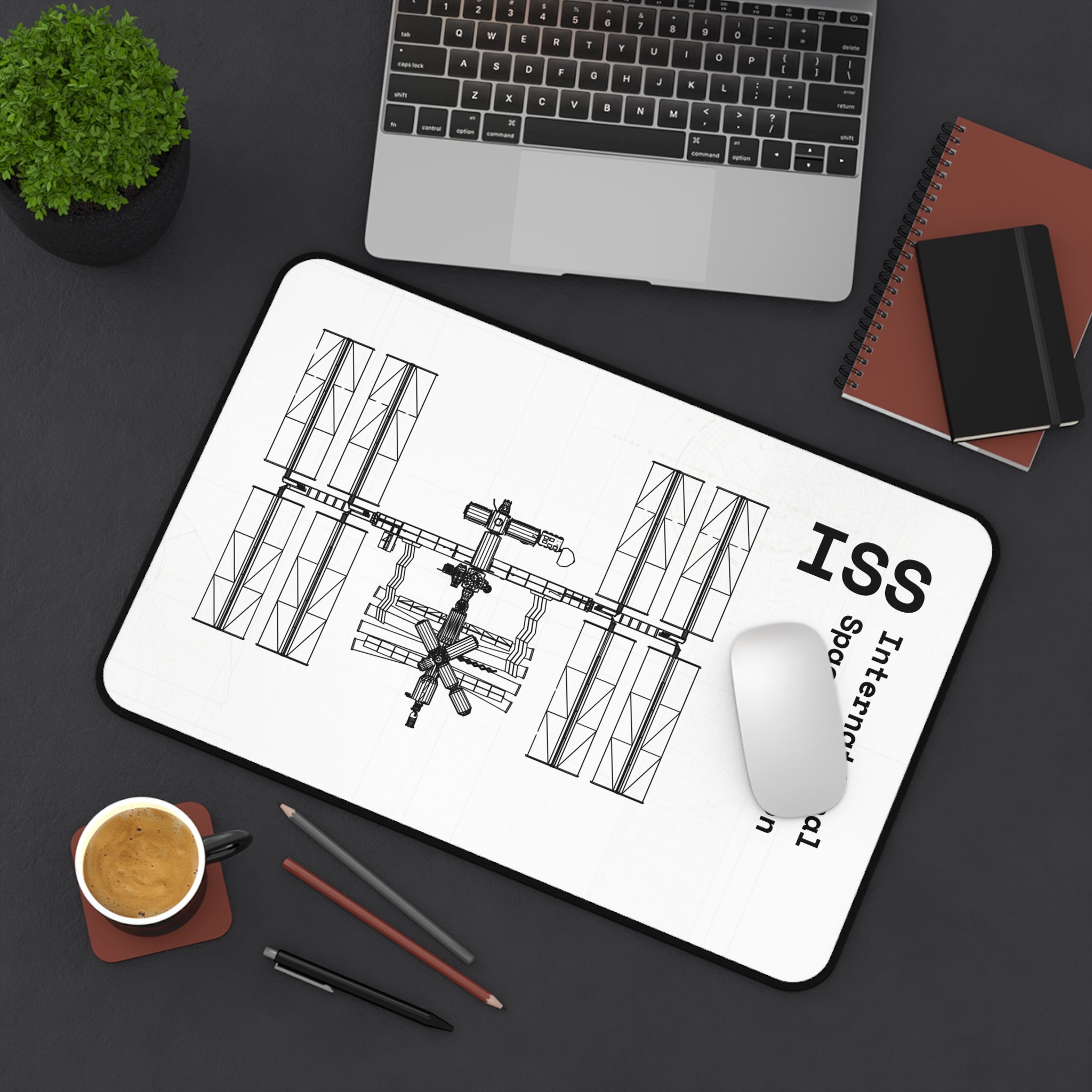 ISS International Space Station White Blueprint Mouse Pad