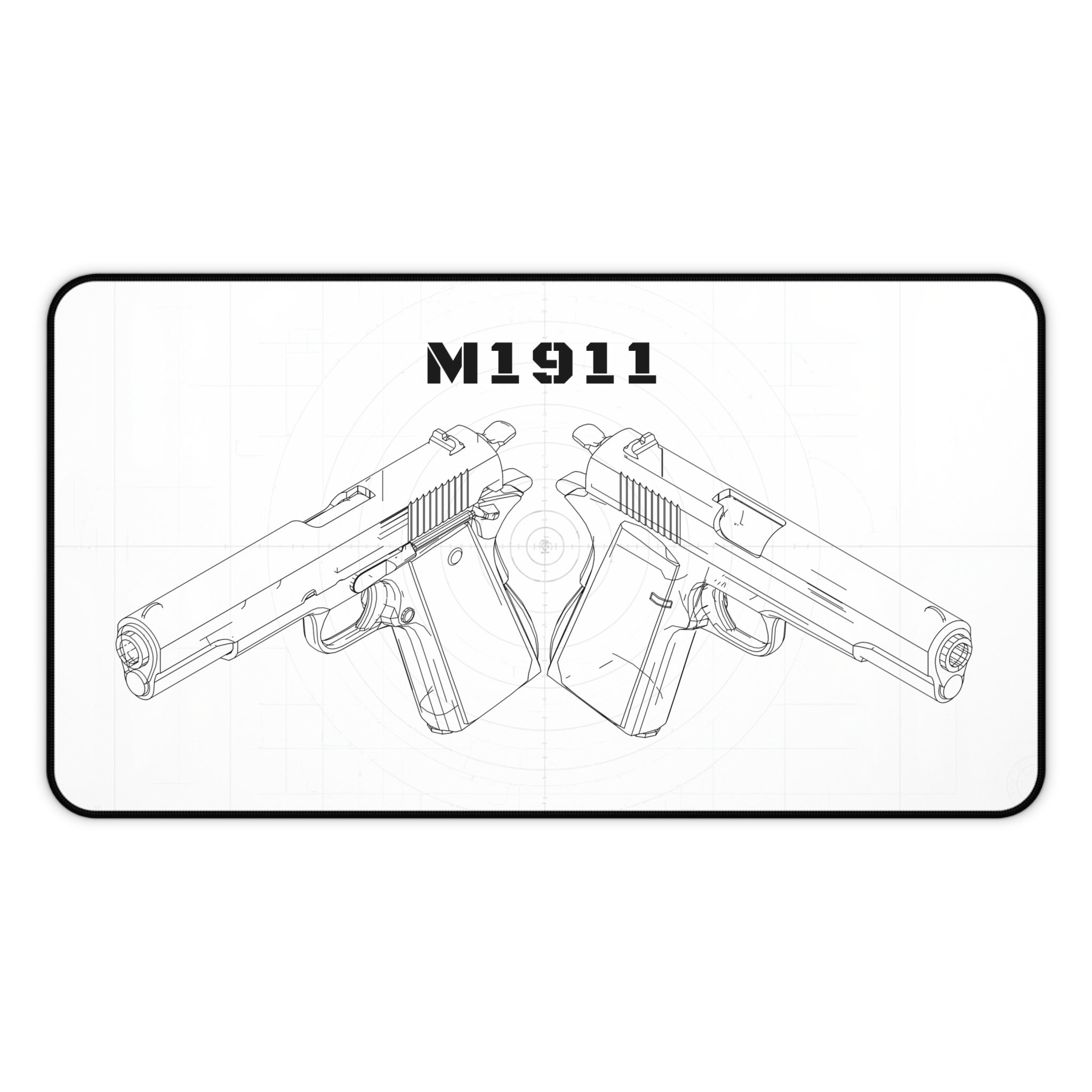 M1911 Pistol White Blueprint Mouse Pad / Desk Mat