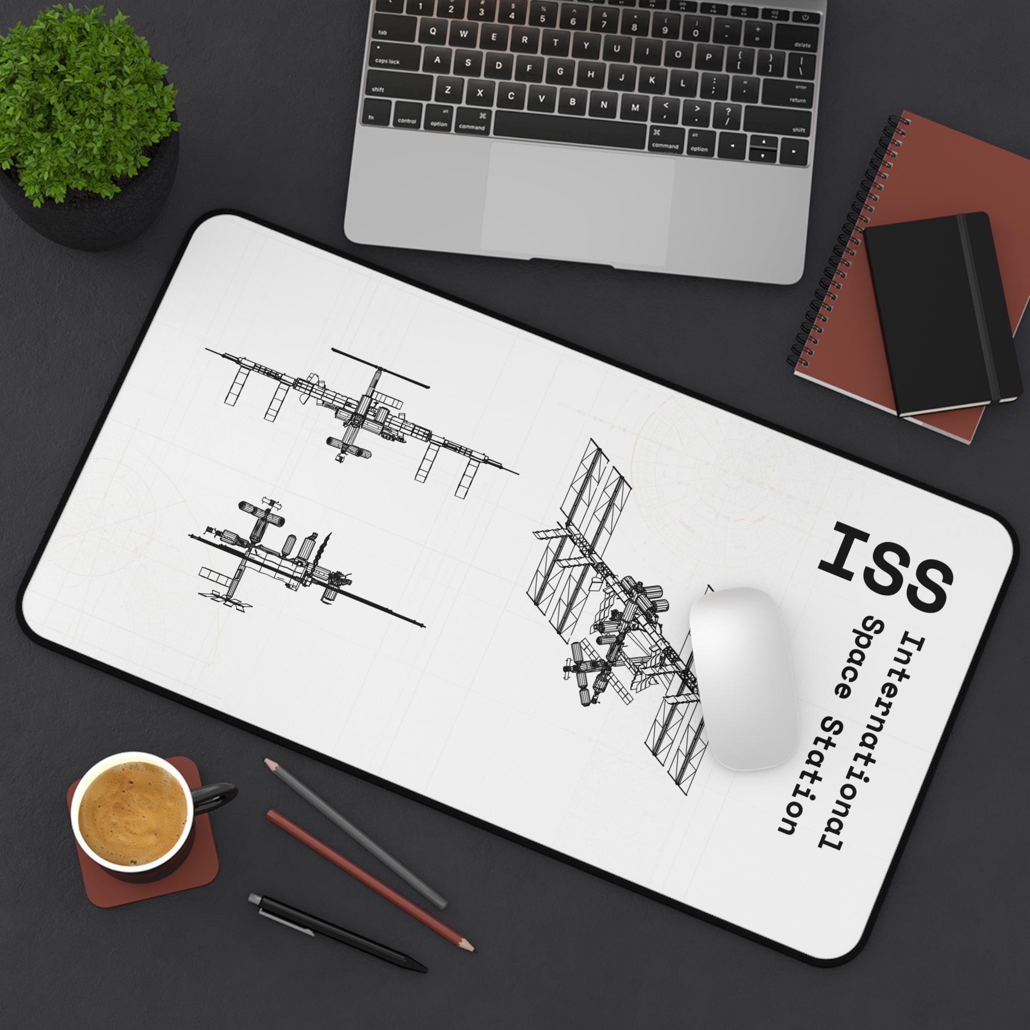 ISS International Space Station 2 White Blueprint Mouse Pad
