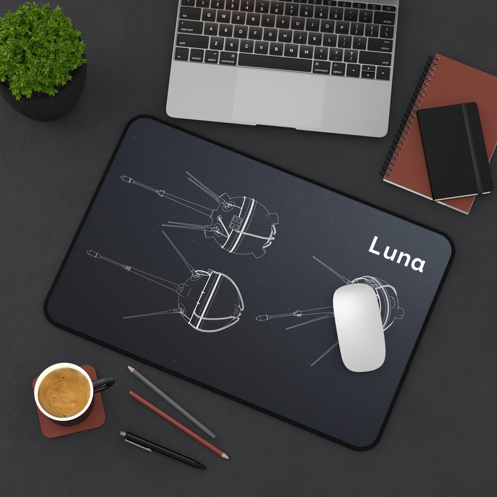 Luna Space Probe Black Blueprint Mouse Pad