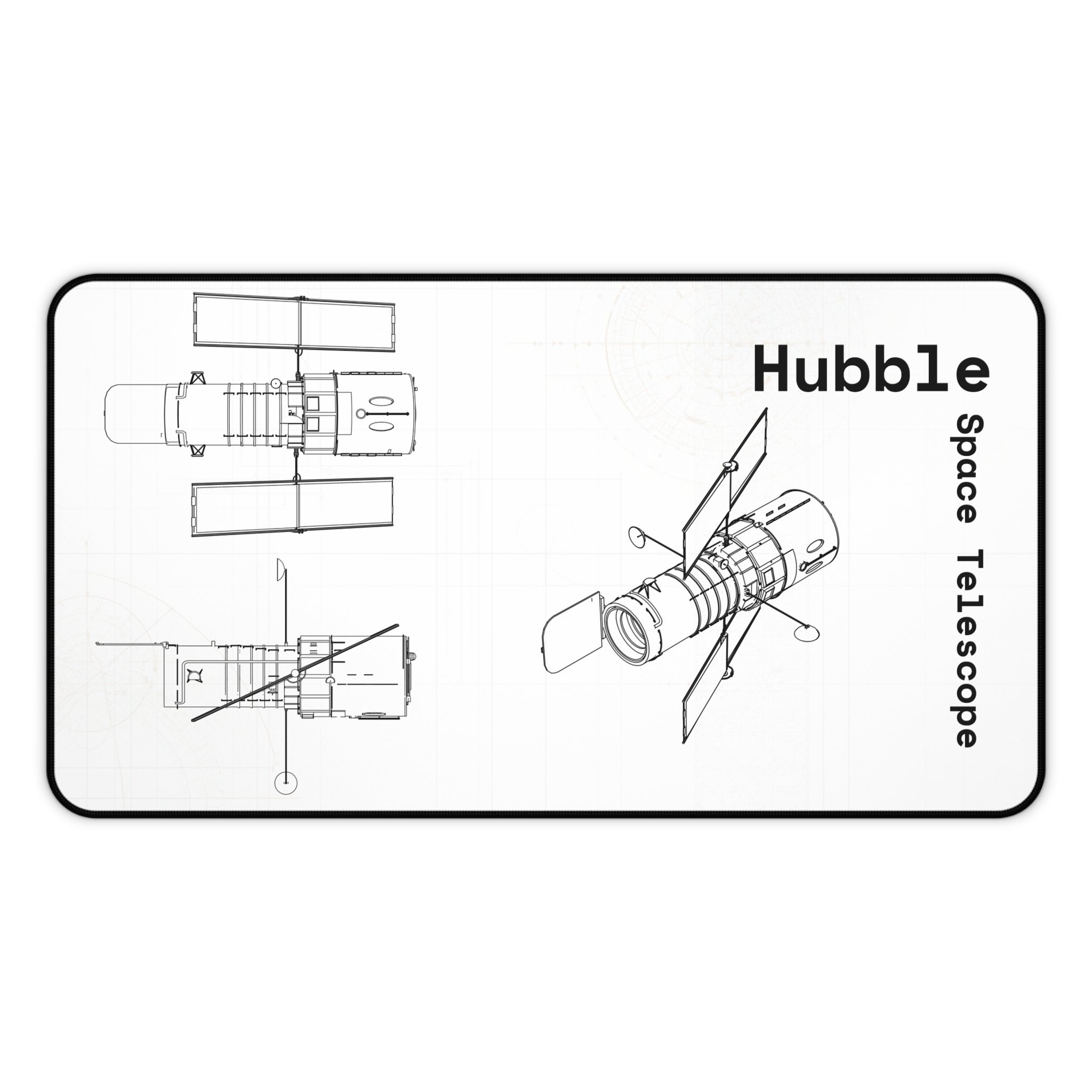 Hubble Space Telescope White Blueprint Mouse Pad / Desk Mat