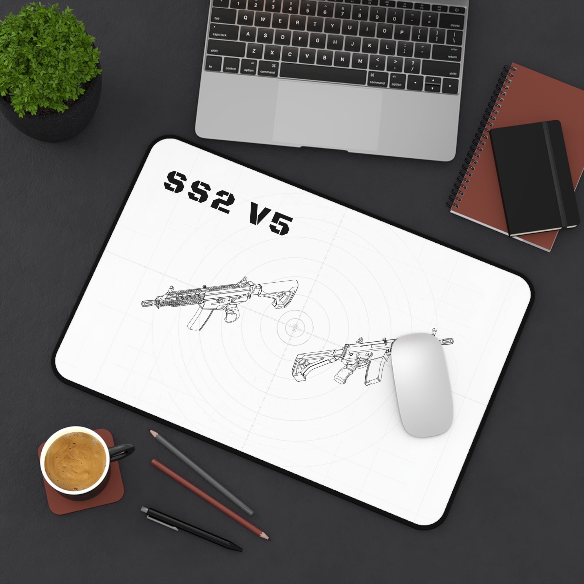 SS2 V5 Rifle White Blueprint Mouse Pad / Desk Mat