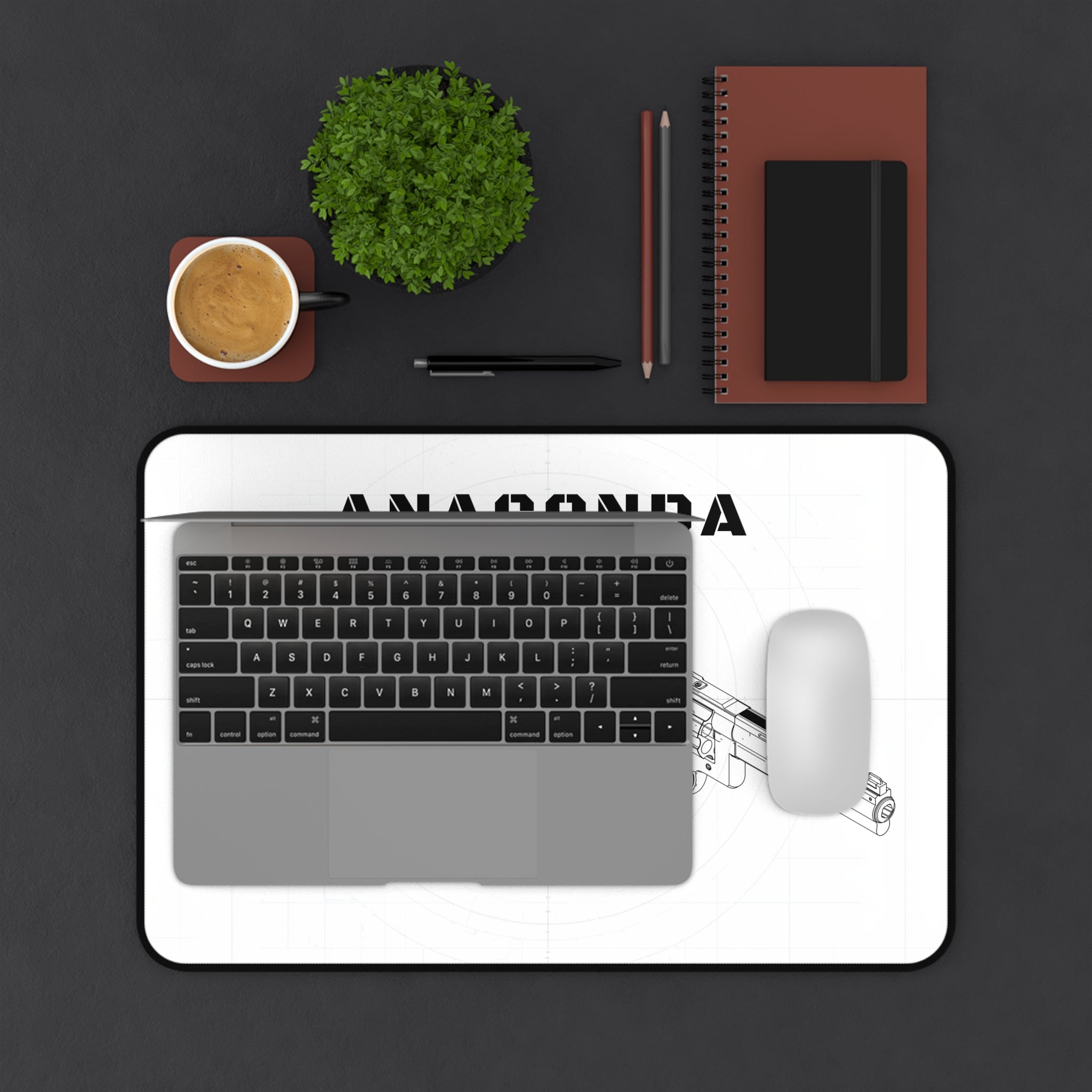 Anaconda Revolver White Blueprint Mouse Pad / Desk Mat