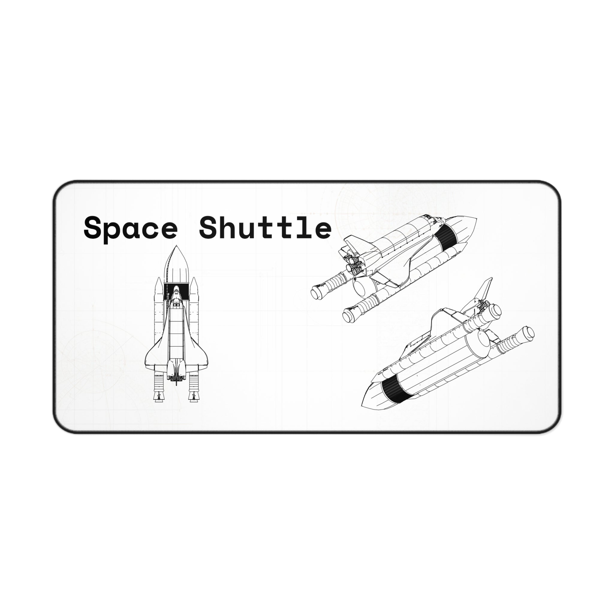 Space Shuttle White Blueprint Mouse Pad / Desk Mat