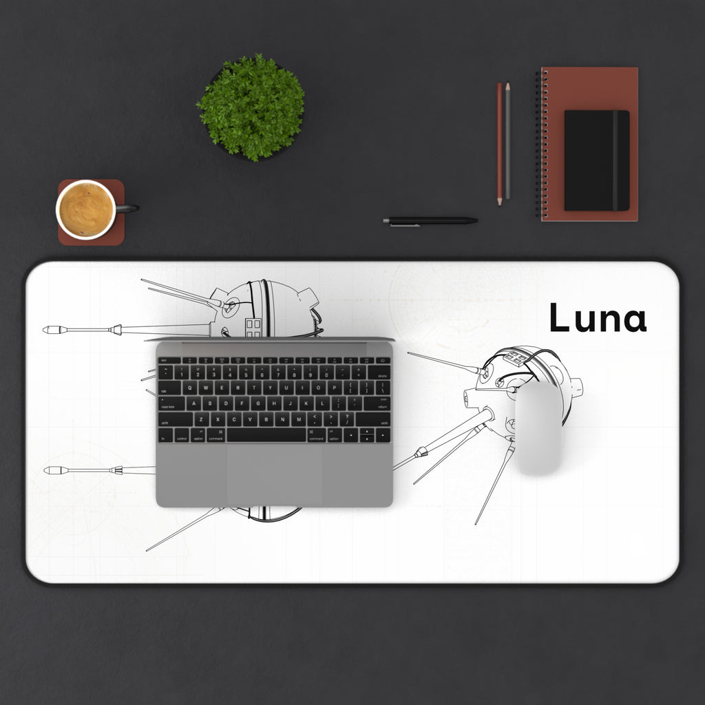Luna Space Probe White Blueprint Mouse Pad