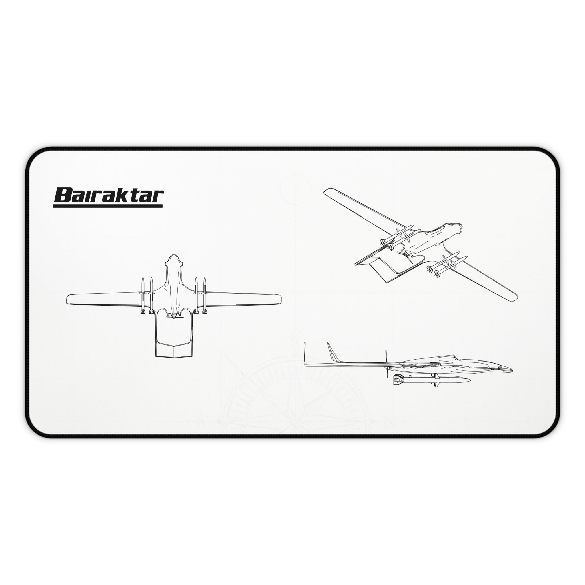 Bairaktar Drone White Blueprint Mouse Pad / Desk Mat