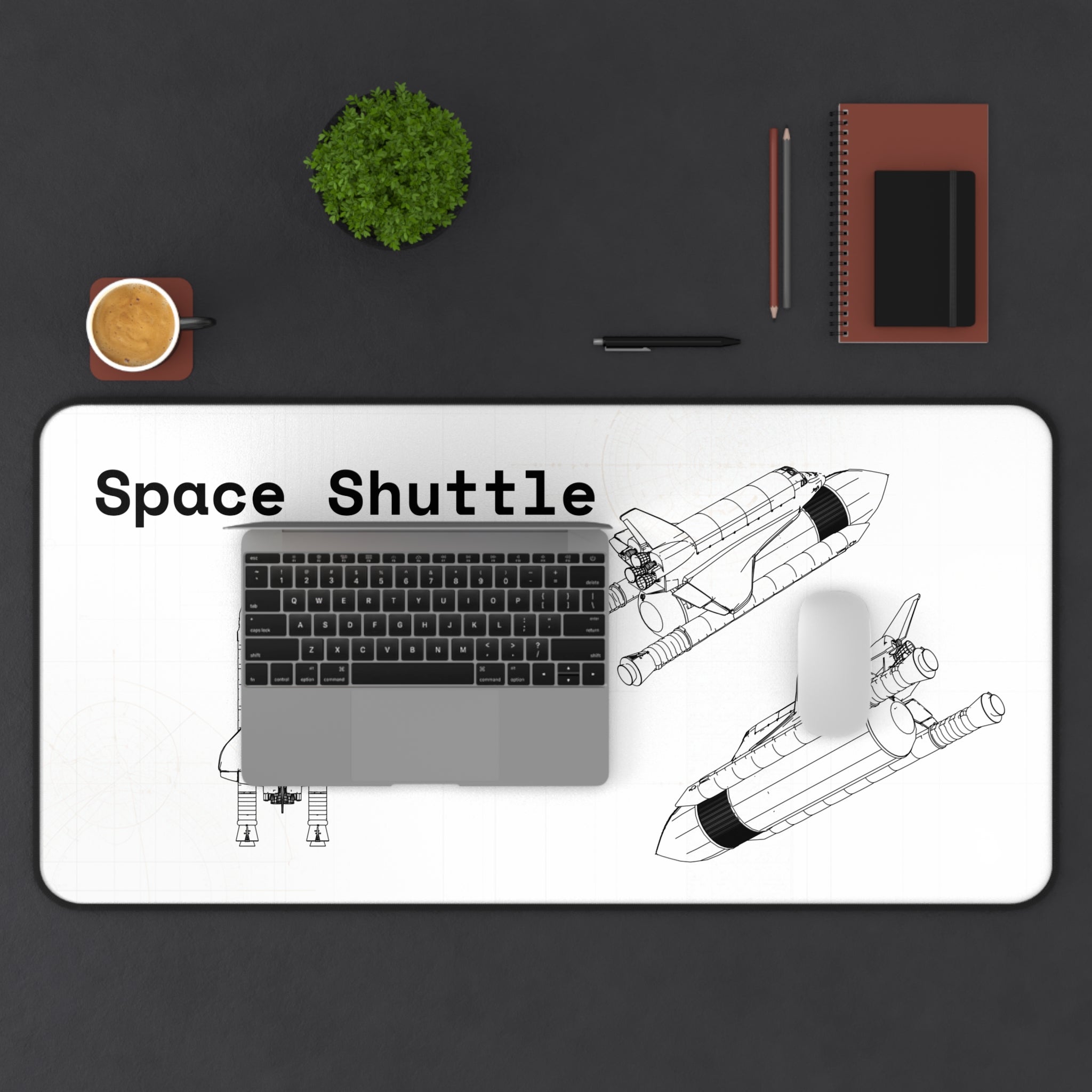 Space Shuttle White Blueprint Mouse Pad