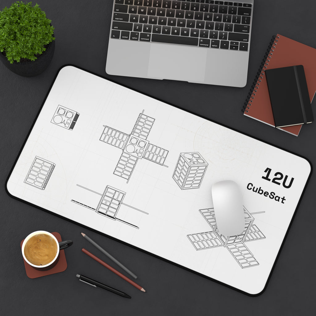 12U CubeSat White Blueprint Mouse Pad