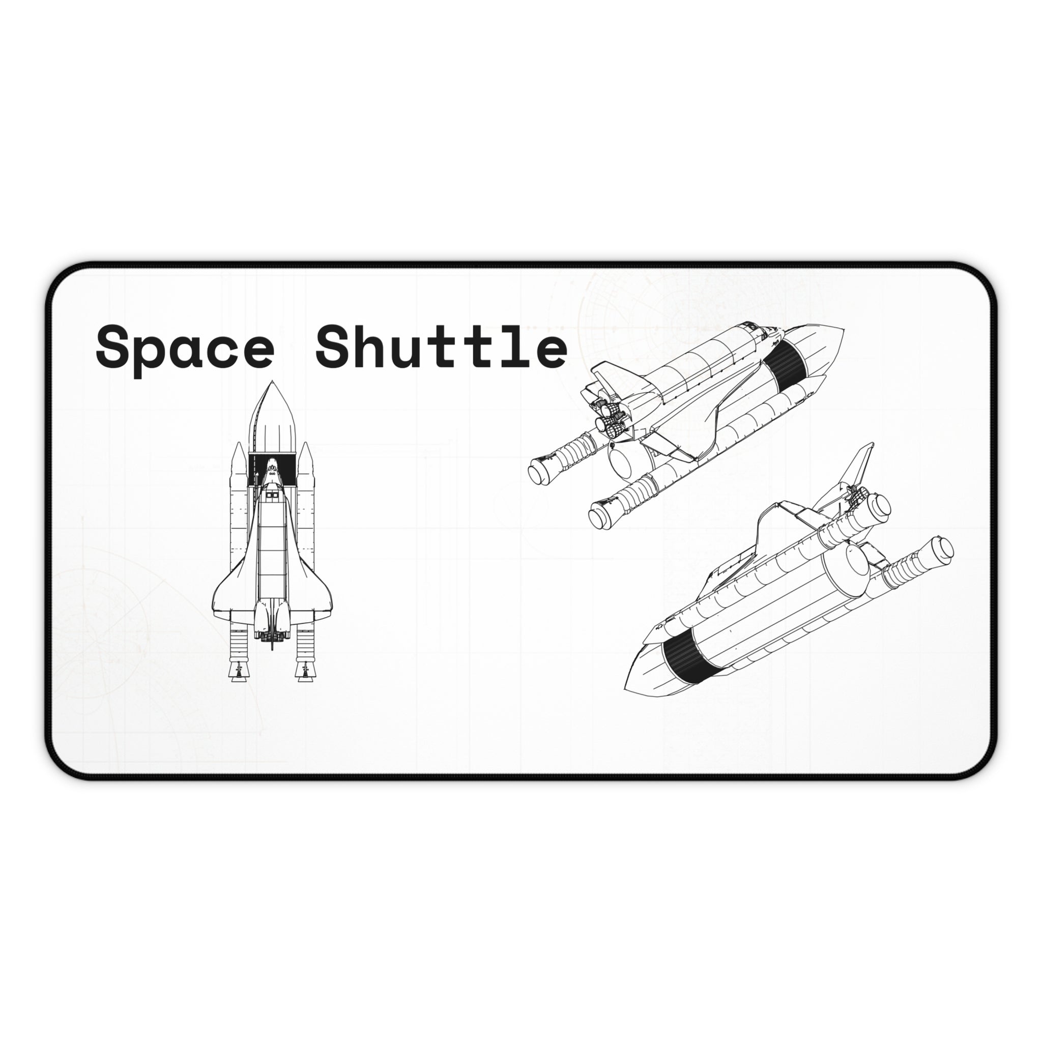 Space Shuttle White Blueprint Mouse Pad / Desk Mat