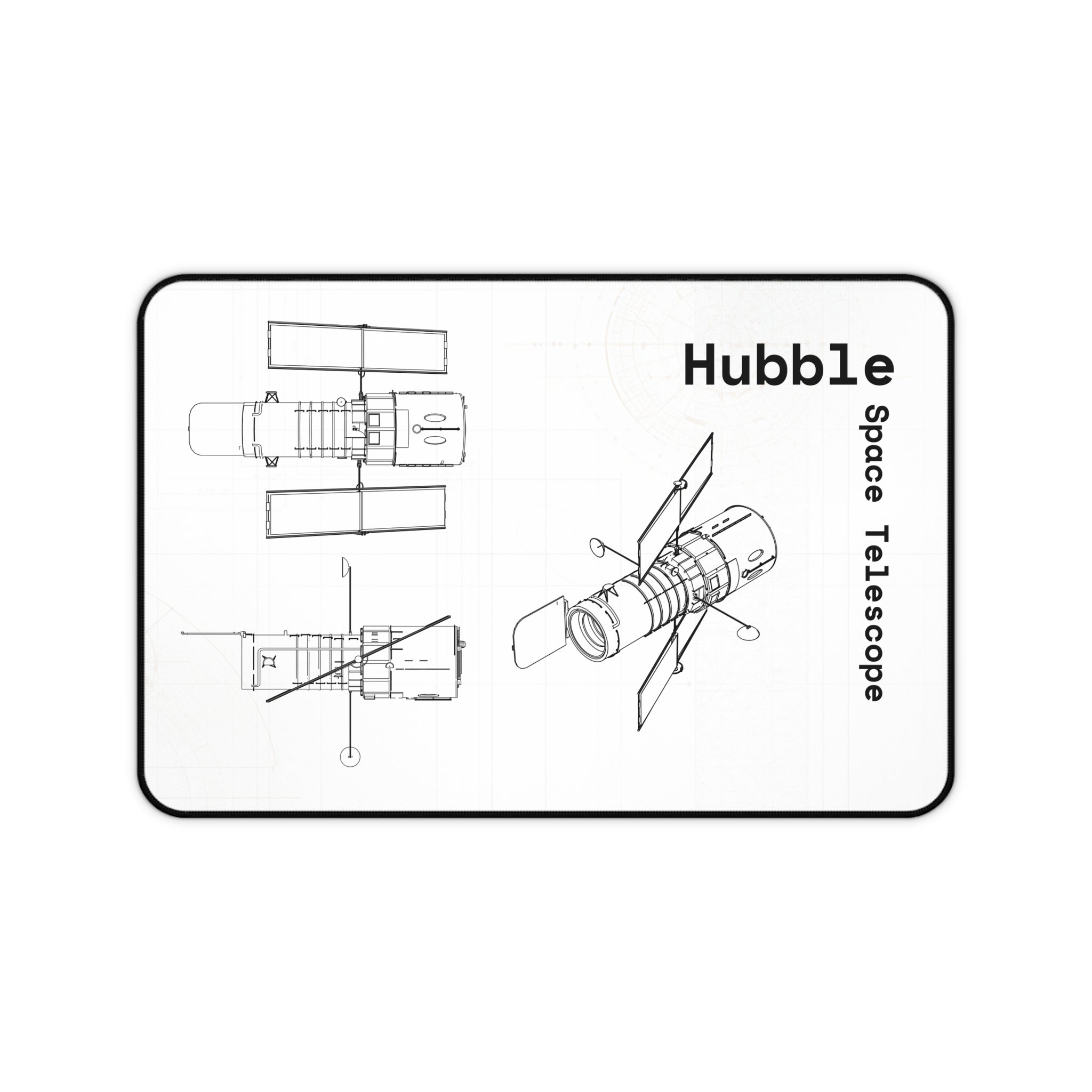 Hubble Space Telescope White Blueprint Mouse Pad