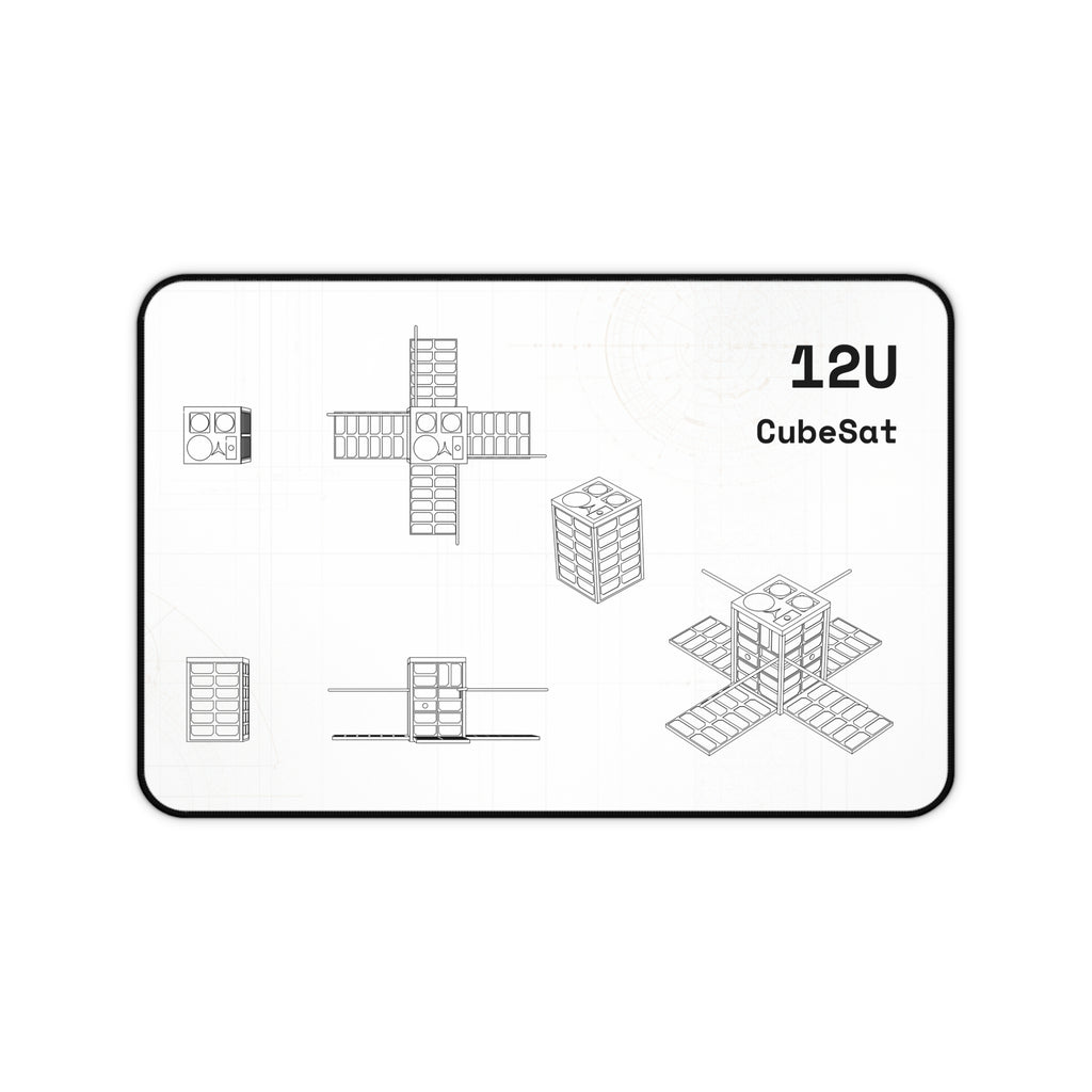 12U CubeSat White Blueprint Mouse Pad