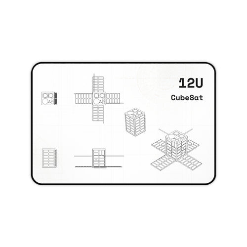 12U CubeSat White Blueprint Mouse Pad