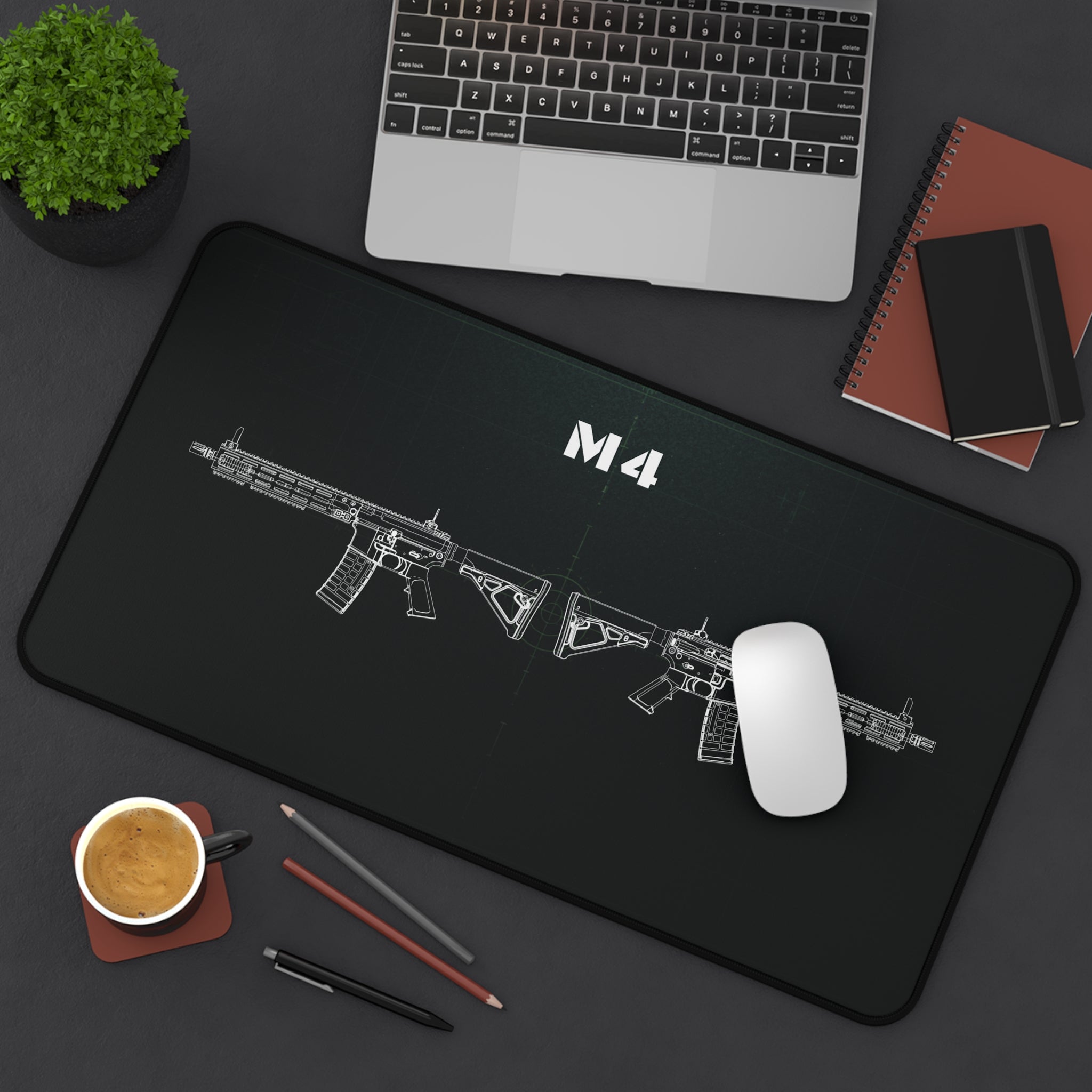 M4 Rifle Black Blueprint Mouse Pad / Desk Mat